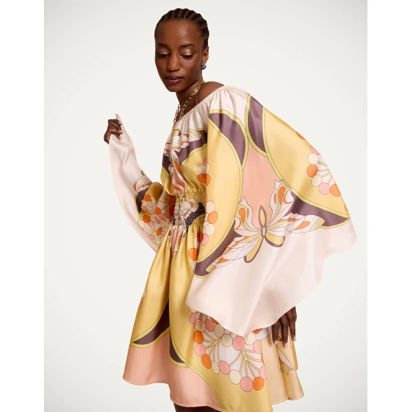 La DoubleJ Marlene Dress Solid Purple in Crepe De Chine Embroidered - Dresses - Milanese Maximalist Fashion at Coveti