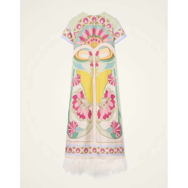 La DoubleJ Mini Column Dress Peonies Blue in Jacquard - Dresses - Milanese Maximalist Fashion at Coveti
