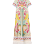 La DoubleJ Mini Column Dress Peonies Blue in Jacquard - Dresses - Milanese Maximalist Fashion at Coveti