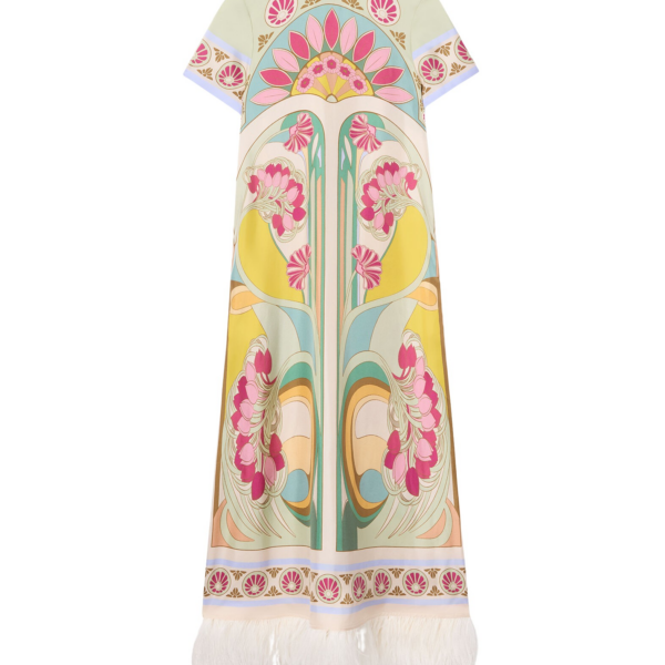 La DoubleJ Mini Column Dress Peonies Blue in Jacquard - Dresses - Milanese Maximalist Fashion at Coveti