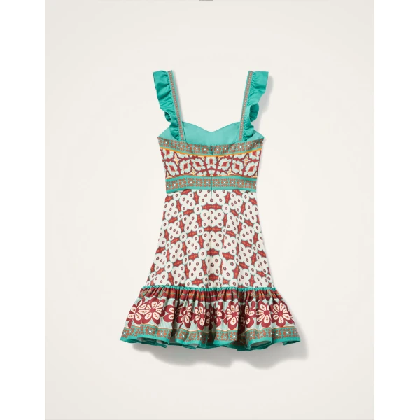 La DoubleJ Mini Gingerbread Dress Pagoda Placée Rust in Flat Cotton Stretch - Dresses - Milanese Maximalist Fashion at Coveti