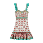 La DoubleJ Mini Gingerbread Dress Pagoda Placée Rust in Flat Cotton Stretch - Dresses - Milanese Maximalist Fashion at Coveti