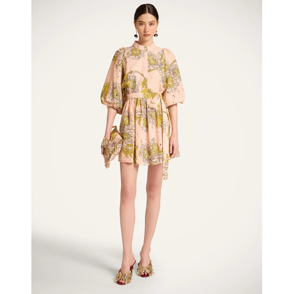 La DoubleJ Mini Portofino Dress Swathe Pink in Cotton Sangallo Lace - Dresses - Milanese Maximalist Fashion at Coveti