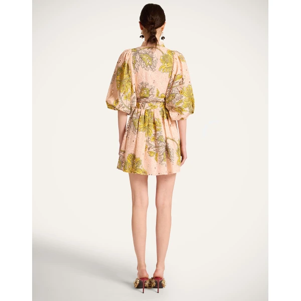 La DoubleJ Mini Portofino Dress Swathe Pink in Cotton Sangallo Lace - Dresses - Milanese Maximalist Fashion at Coveti