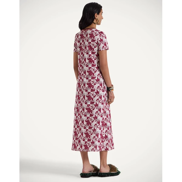 La DoubleJ Mini Supreme Swing Dress Queen Peony Placée Blue in Sablé Satin - Dresses - Milanese Maximalist Fashion at Coveti