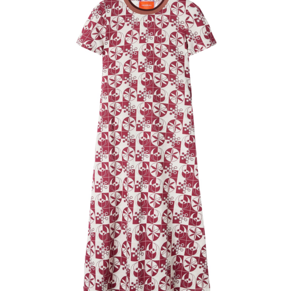 La DoubleJ Mini Supreme Swing Dress Queen Peony Placée Blue in Sablé Satin - Dresses - Milanese Maximalist Fashion at Coveti