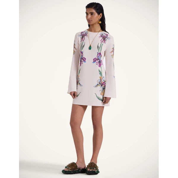 La DoubleJ Mini Supremes Swing Dress Iris Placée Ivory in Envers Satin - Dresses - Milanese Maximalist Fashion at Coveti