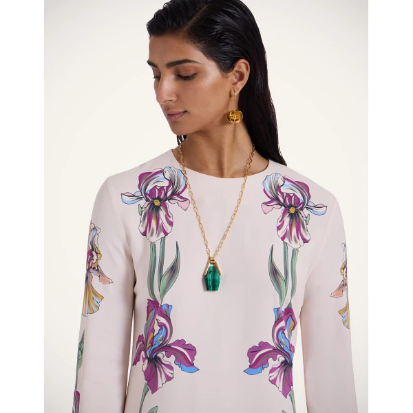 La DoubleJ Mini Supremes Swing Dress Iris Placée Ivory in Envers Satin - Dresses - Milanese Maximalist Fashion at Coveti