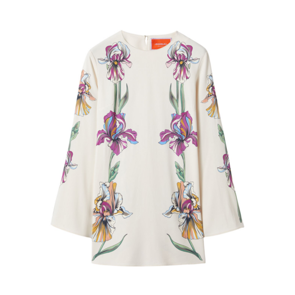 La DoubleJ Mini Supremes Swing Dress Iris Placée Ivory in Envers Satin - Dresses - Milanese Maximalist Fashion at Coveti