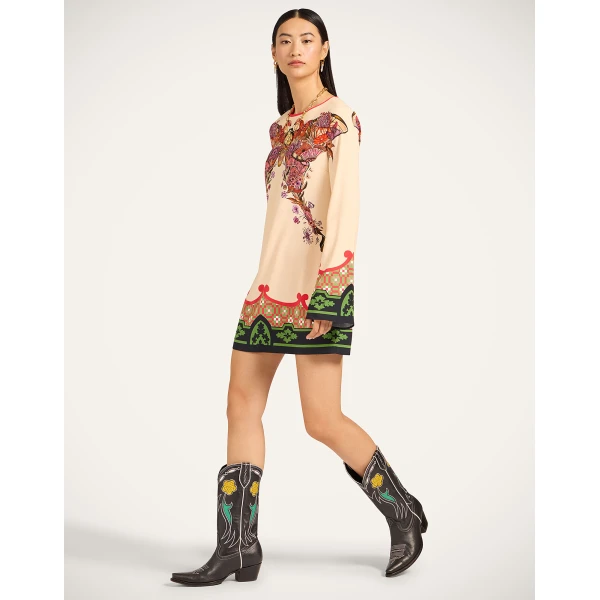 La DoubleJ Mini Supremes Swing Dress Mariposa Placée Ivory in Envers Satin - Dresses - Milanese Maximalist Fashion at Coveti