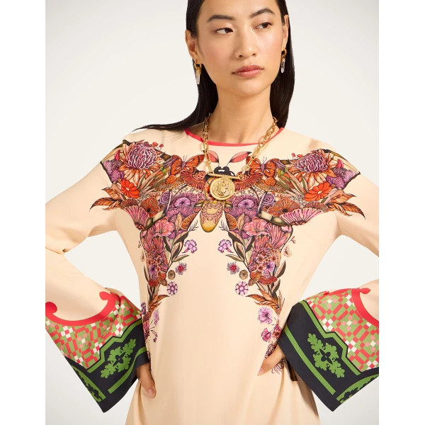 La DoubleJ Mini Supremes Swing Dress Mariposa Placée Ivory in Envers Satin - Dresses - Milanese Maximalist Fashion at Coveti