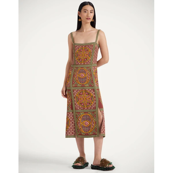 La DoubleJ Mini Supremes Swing Dress Peony Placée Light Blue in Silk Twill - Dresses - Milanese Maximalist Fashion at Coveti