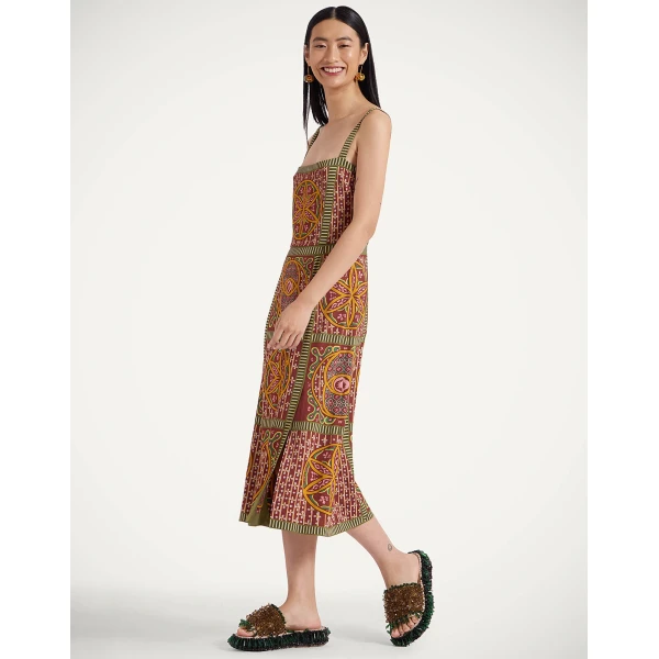 La DoubleJ Mini Supremes Swing Dress Peony Placée Light Blue in Silk Twill - Dresses - Milanese Maximalist Fashion at Coveti