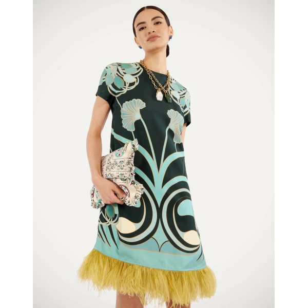 La DoubleJ Mini Swing Dress Big Flower in Silk Twill - Dresses - Milanese Maximalist Fashion at Coveti