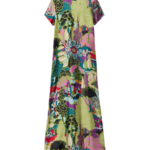 La DoubleJ Mini Swing Dress Blooming Tulip Placée Dark Green in Silk Twill with Feathers - Dresses - Milanese Maximalist Fashion at Coveti