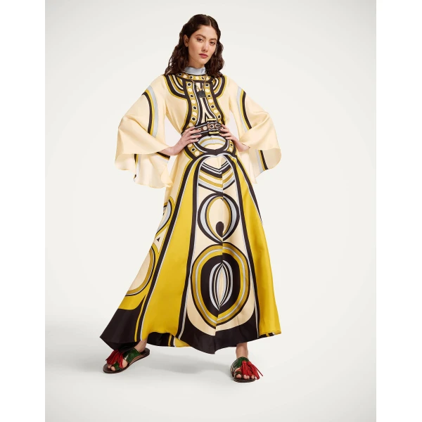 La DoubleJ Mini Swing Dress Farfalla Buttercream in Rustic Cotton - Dresses - Milanese Maximalist Fashion at Coveti