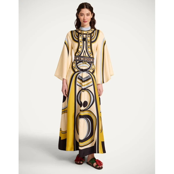 La DoubleJ Mini Swing Dress Farfalla Buttercream in Rustic Cotton - Dresses - Milanese Maximalist Fashion at Coveti