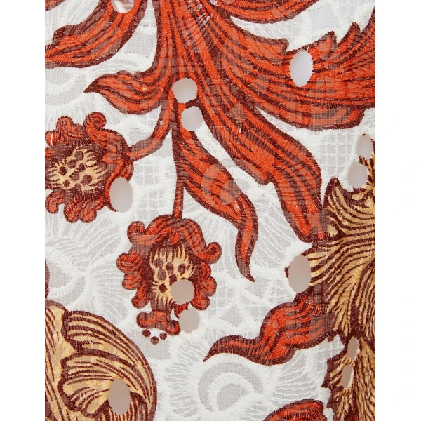 La DoubleJ Mini Swing Dress Florette Tiles Ecru in Cotton Mix Jacquard With Scallop - Dresses - Milanese Maximalist Fashion at Coveti