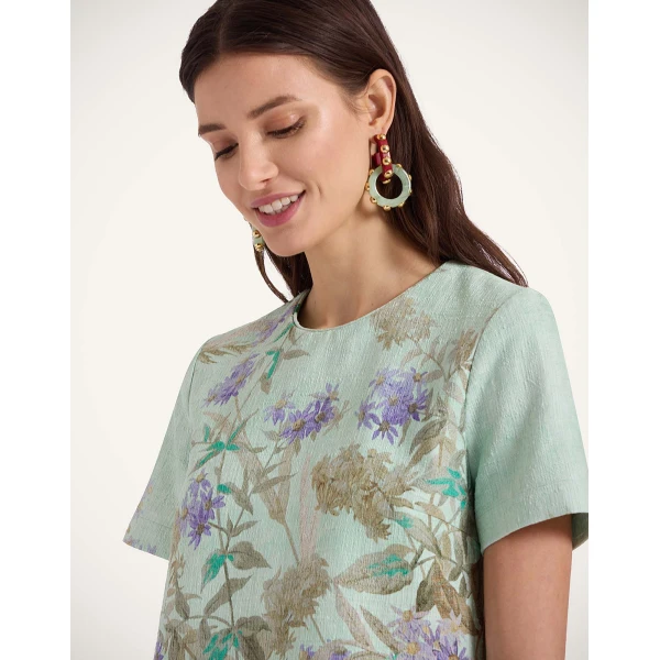 La DoubleJ Mini Swing Dress Heath Placée Mint in Rustic Cotton - Dresses - Milanese Maximalist Fashion at Coveti