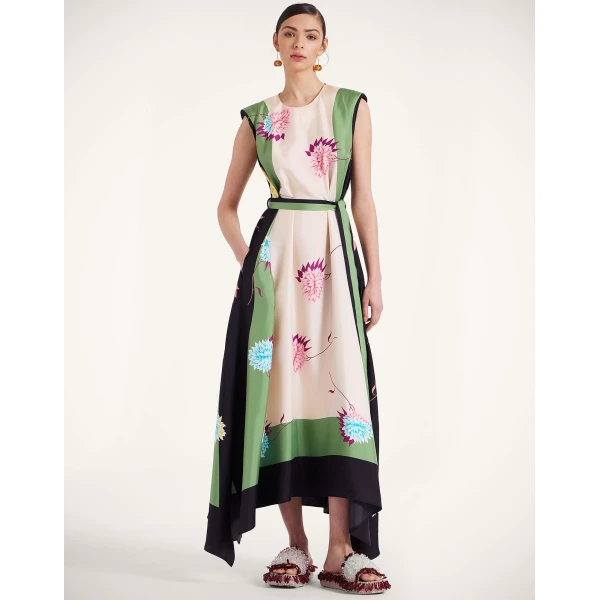 La DoubleJ Mini Swing Dress Multicolor Black in Flora Fur Embroidery - Dresses - Milanese Maximalist Fashion at Coveti