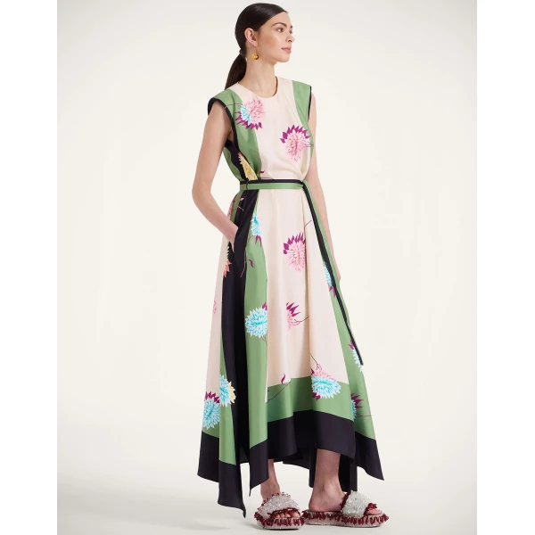 La DoubleJ Mini Swing Dress Multicolor Black in Flora Fur Embroidery - Dresses - Milanese Maximalist Fashion at Coveti
