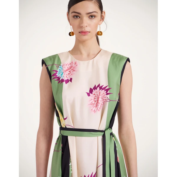 La DoubleJ Mini Swing Dress Multicolor Black in Flora Fur Embroidery - Dresses - Milanese Maximalist Fashion at Coveti