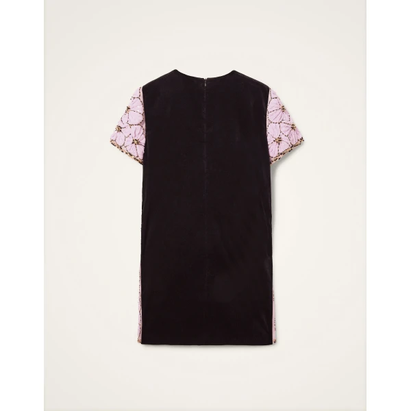 La DoubleJ Mini Swing Dress Solid Lilac in Crystal Chiffon Embroidery - Dresses - Milanese Maximalist Fashion at Coveti