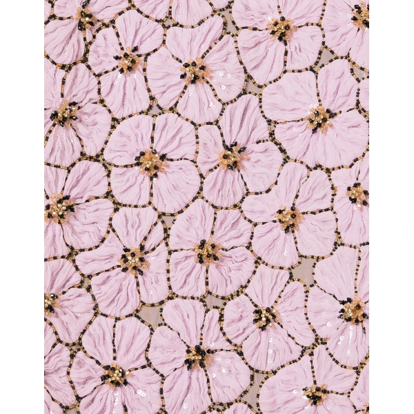 La DoubleJ Mini Swing Dress Solid Lilac in Crystal Chiffon Embroidery - Dresses - Milanese Maximalist Fashion at Coveti
