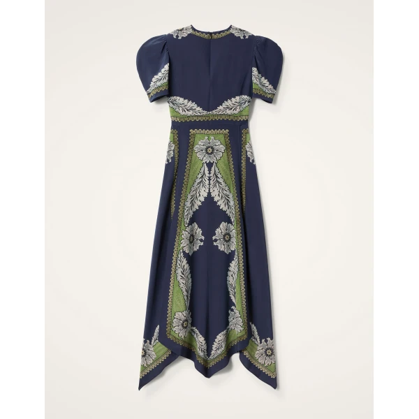 La DoubleJ Mini Swing Dress Swathe Pink in Silk Twill With Feathers - Dresses - Milanese Maximalist Fashion at Coveti
