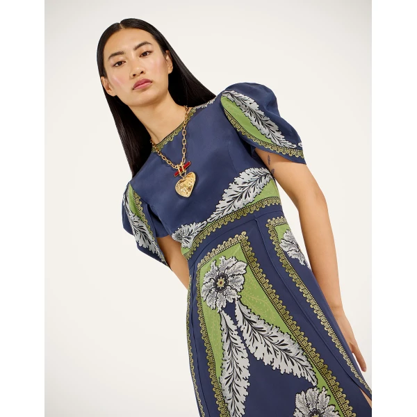 La DoubleJ Mini Swing Dress Swathe Pink in Silk Twill With Feathers - Dresses - Milanese Maximalist Fashion at Coveti