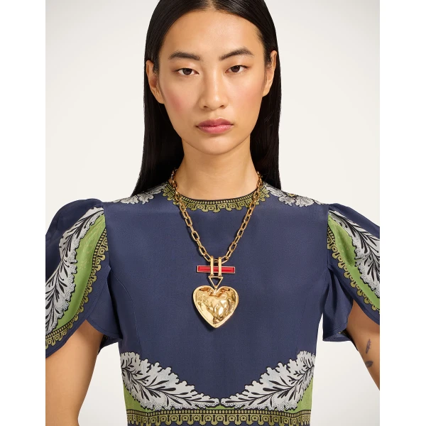 La DoubleJ Mini Swing Dress Swathe Pink in Silk Twill With Feathers - Dresses - Milanese Maximalist Fashion at Coveti