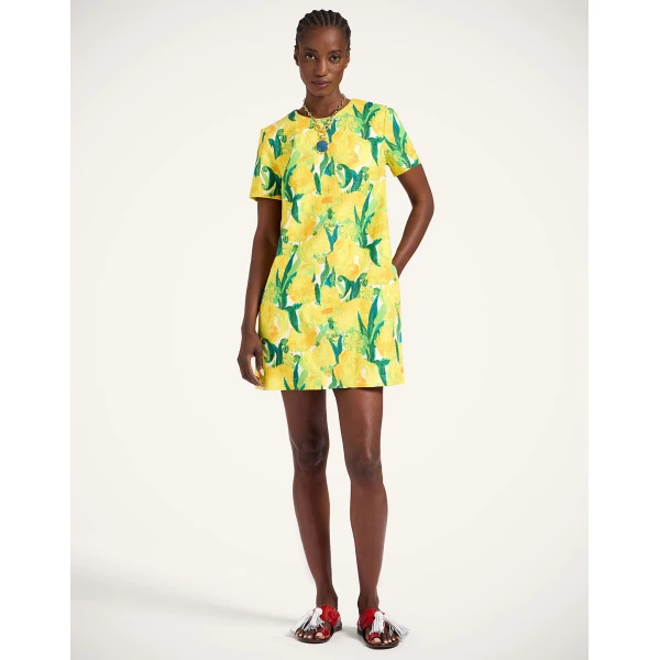 La DoubleJ Mini Swing Dress Zesty Yellow in Rustic Cotton - Dresses - Milanese Maximalist Fashion at Coveti