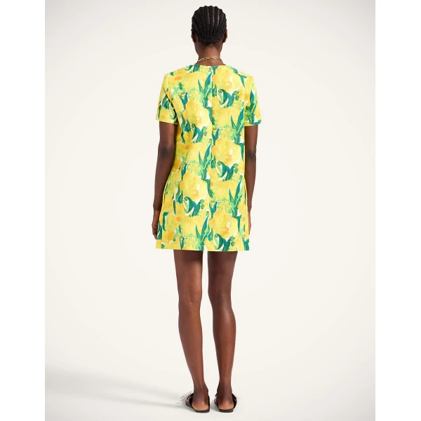 La DoubleJ Mini Swing Dress Zesty Yellow in Rustic Cotton - Dresses - Milanese Maximalist Fashion at Coveti