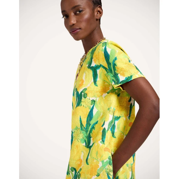 La DoubleJ Mini Swing Dress Zesty Yellow in Rustic Cotton - Dresses - Milanese Maximalist Fashion at Coveti