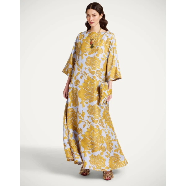 La DoubleJ Muumuu Dress Round Neck Caper Pink in Silk Twill - Dresses - Milanese Maximalist Fashion at Coveti