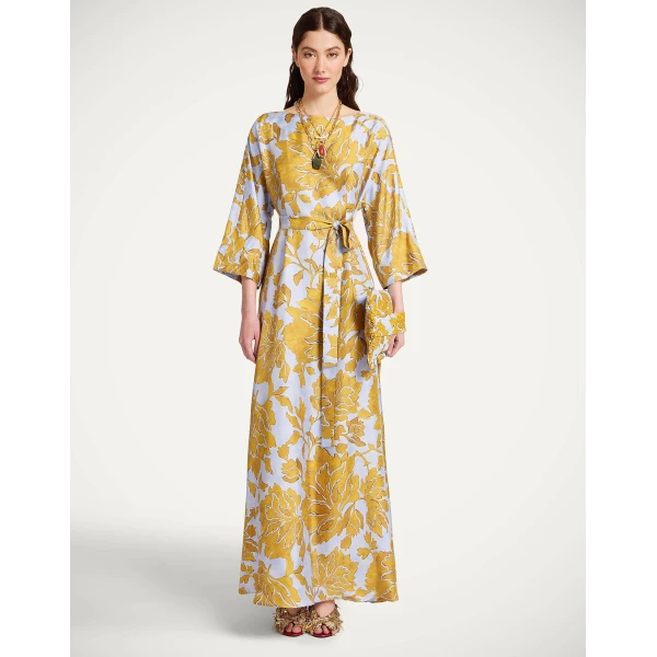 La DoubleJ Muumuu Dress Round Neck Caper Pink in Silk Twill - Dresses - Milanese Maximalist Fashion at Coveti