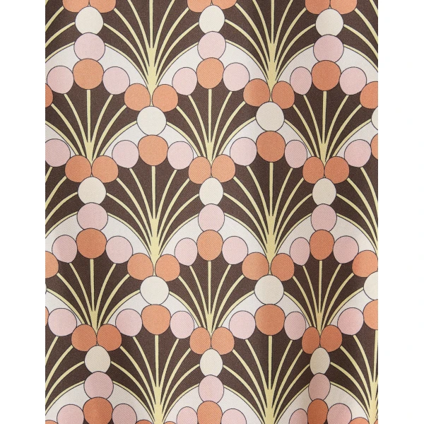 La DoubleJ Muumuu Dress Round Neck Florette Fan Brown in Silk Twill - Dresses - Milanese Maximalist Fashion at Coveti
