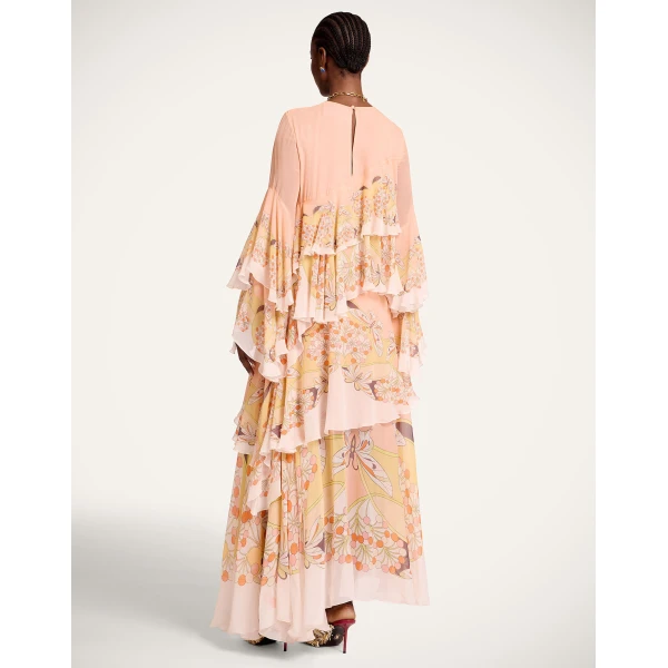 La DoubleJ Muumuu Dress Round Neck Tangle Light Blue in Silk Twill - Dresses - Milanese Maximalist Fashion at Coveti