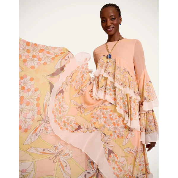 La DoubleJ Muumuu Dress Round Neck Tangle Light Blue in Silk Twill - Dresses - Milanese Maximalist Fashion at Coveti