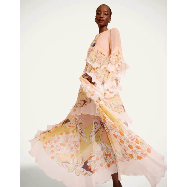 La DoubleJ Muumuu Dress Round Neck Tangle Light Blue in Silk Twill - Dresses - Milanese Maximalist Fashion at Coveti