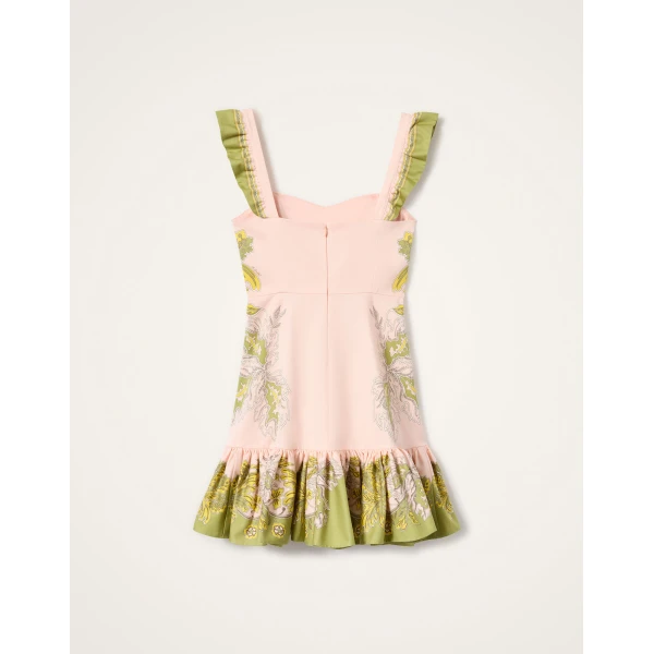 La DoubleJ Naiad Dress Florette Placée Pale Pink in Silk Chiffon - Dresses - Milanese Maximalist Fashion at Coveti