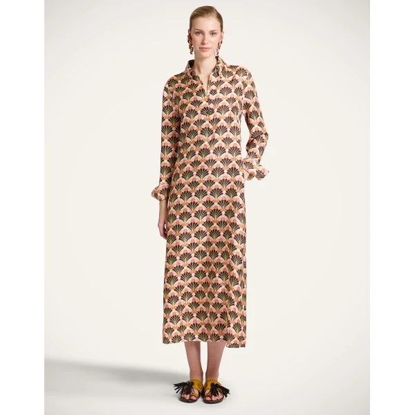 La DoubleJ Naiad Dress Woodland Placée Burgundy in Silk Chiffon - Dresses - Milanese Maximalist Fashion at Coveti