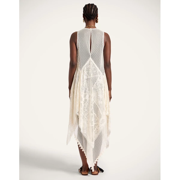 La DoubleJ Peek-A-Boo Dress Solid White Smoke in Popeline Cotton - Dresses - Milanese Maximalist Fashion at Coveti