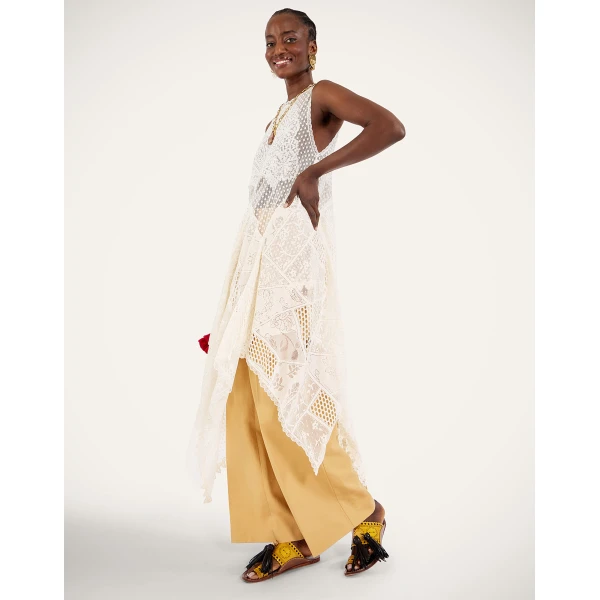 La DoubleJ Peek-A-Boo Dress Solid White Smoke in Popeline Cotton - Dresses - Milanese Maximalist Fashion at Coveti