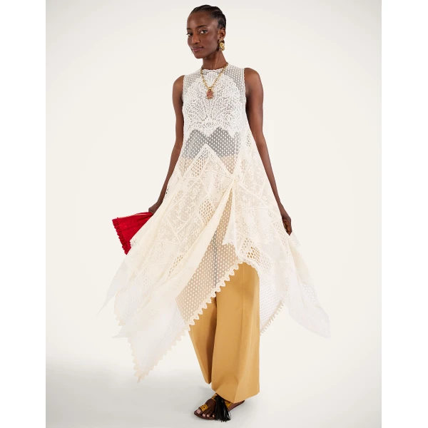La DoubleJ Peek-A-Boo Dress Solid White Smoke in Popeline Cotton - Dresses - Milanese Maximalist Fashion at Coveti