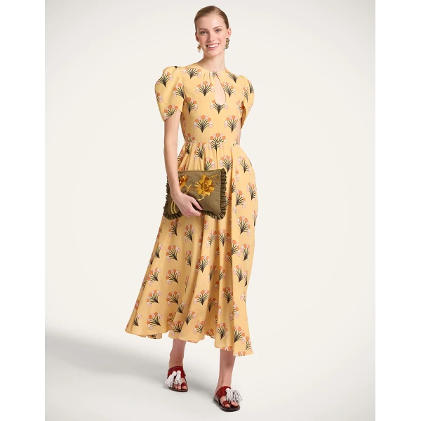 La DoubleJ Petal Dress Florette Yellow in Crepe De Chine - Dresses - Milanese Maximalist Fashion at Coveti