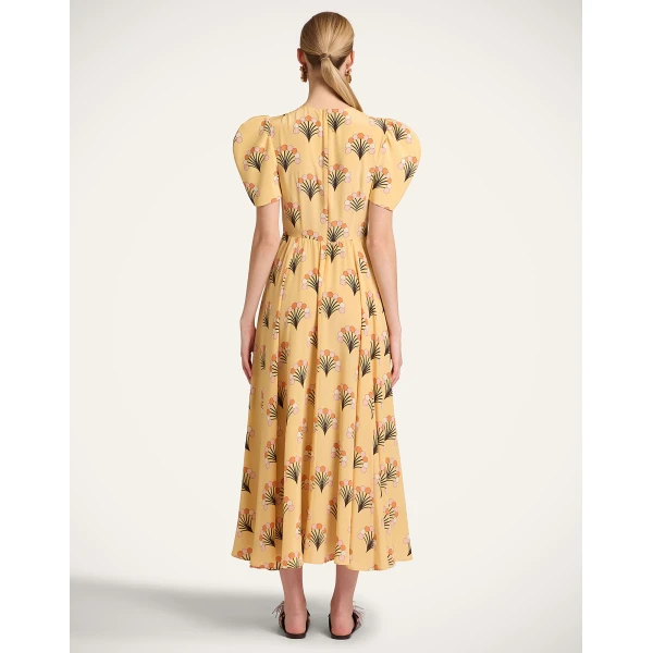La DoubleJ Petal Dress Florette Yellow in Crepe De Chine - Dresses - Milanese Maximalist Fashion at Coveti