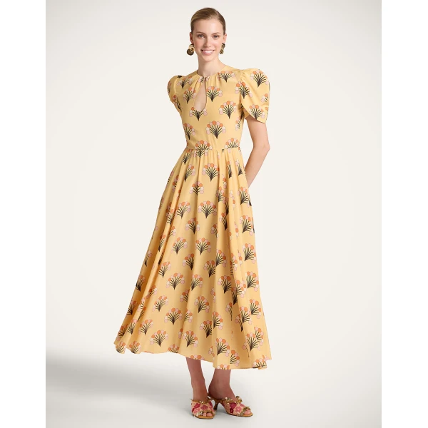 La DoubleJ Petal Dress Florette Yellow in Crepe De Chine - Dresses - Milanese Maximalist Fashion at Coveti