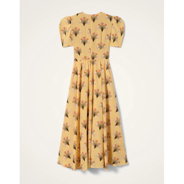 La DoubleJ Petal Dress Florette Yellow in Crepe De Chine - Dresses - Milanese Maximalist Fashion at Coveti