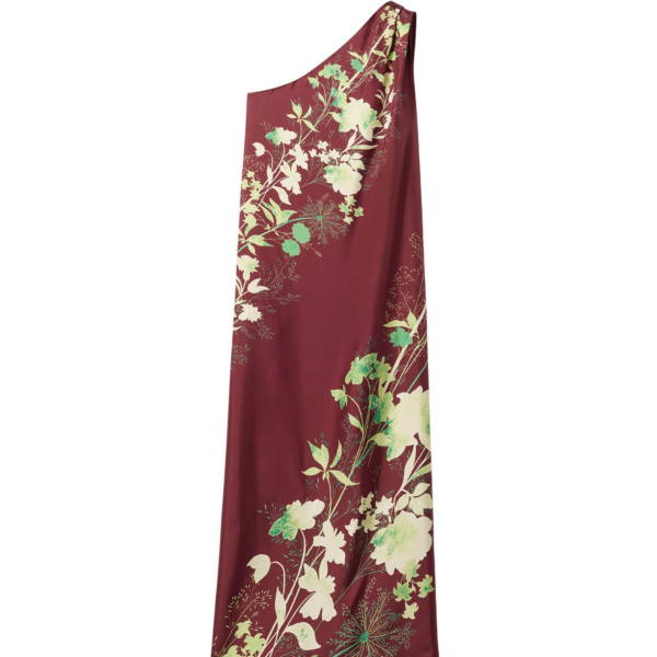 La DoubleJ Roy Dress Woodland Placée Burgundy in Silk Twill - Dresses - Milanese Maximalist Fashion at Coveti
